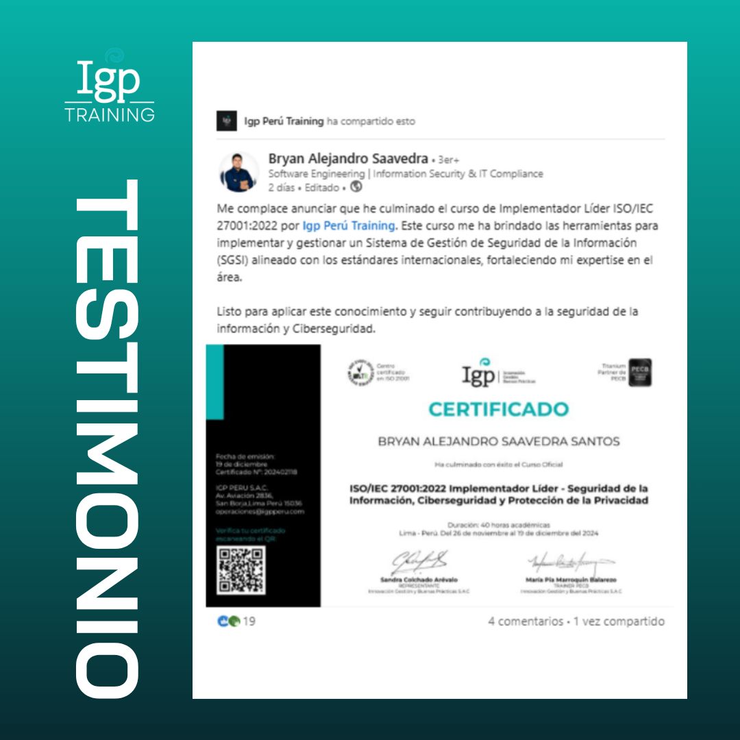 Testimonio de alumno IGP Training
