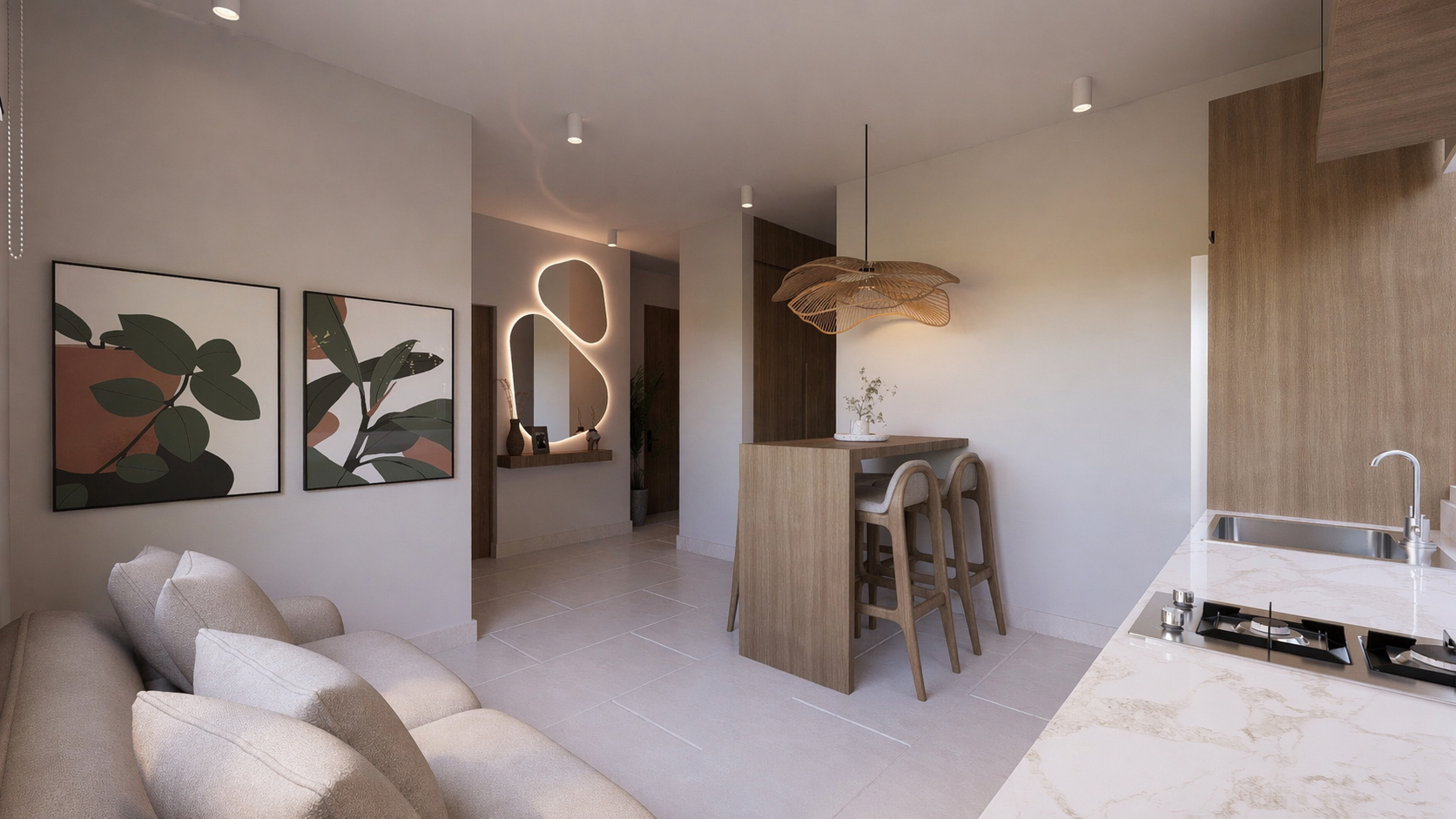 Cocina del modelo de dos recámaras