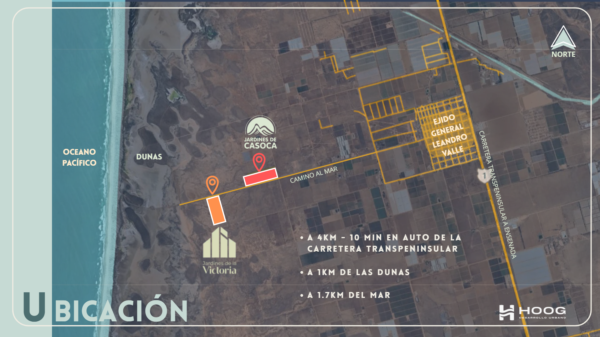 Ubicación de Jardines de Casoca en San Quintín